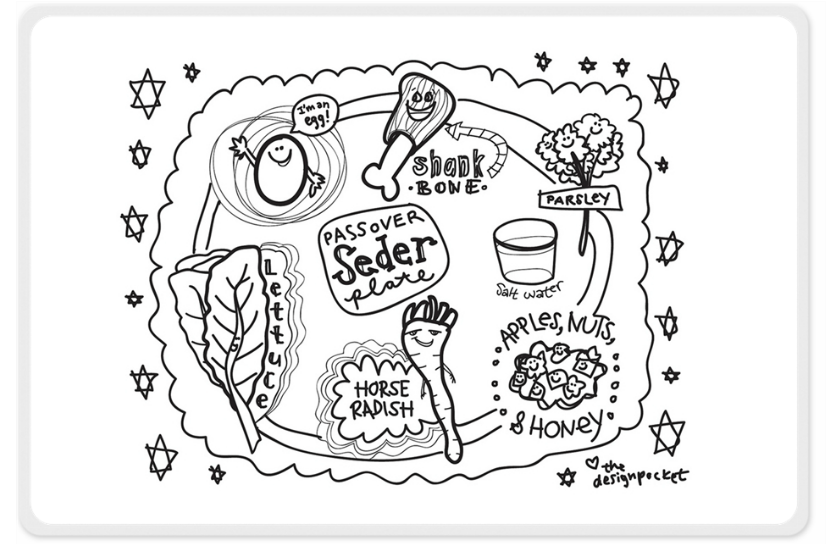 Ink garden customized placemat perfect for kids passover placement