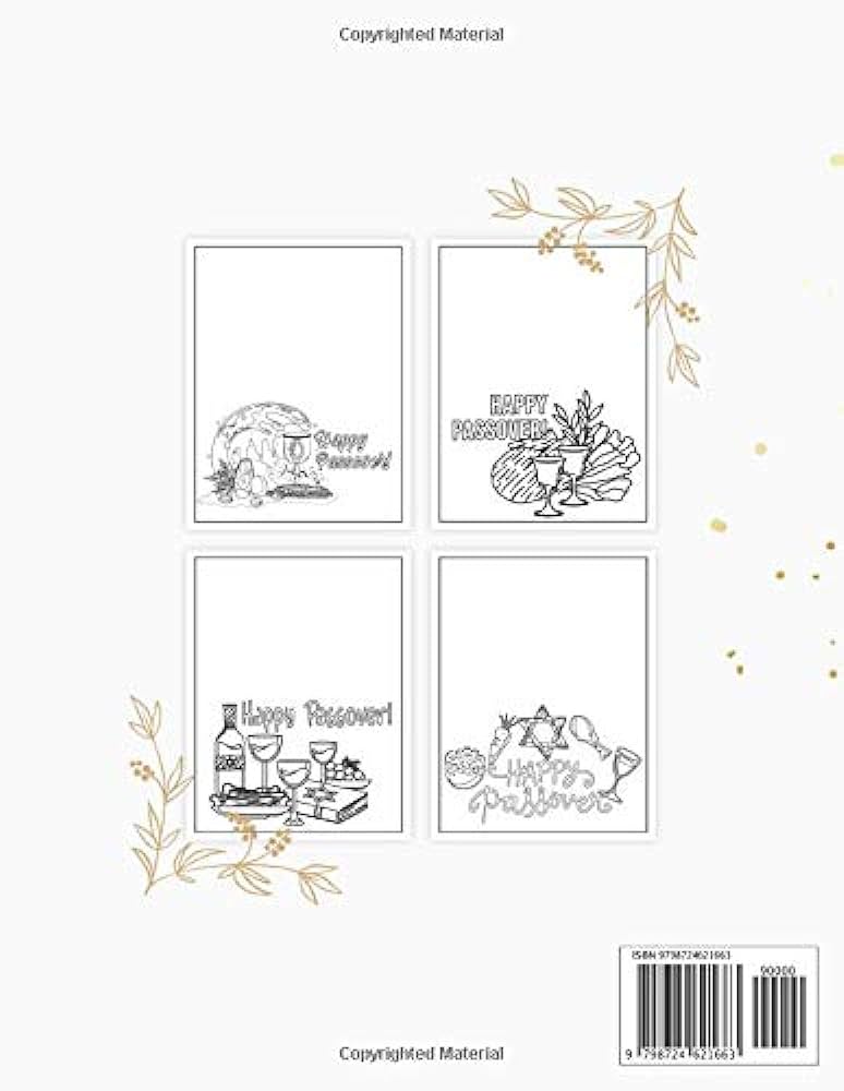 Happy passover day adult greeting card blank fillable pesach jewish holiday greetings to share and color with relaxing pages and seder plate pictures crisp dan books
