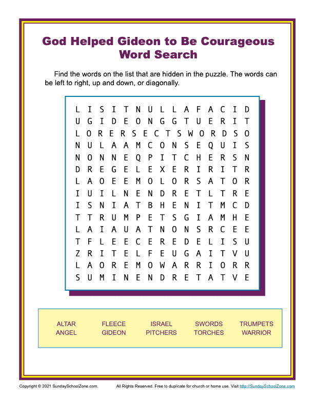 Free printable bible word search activities on sunday school zone