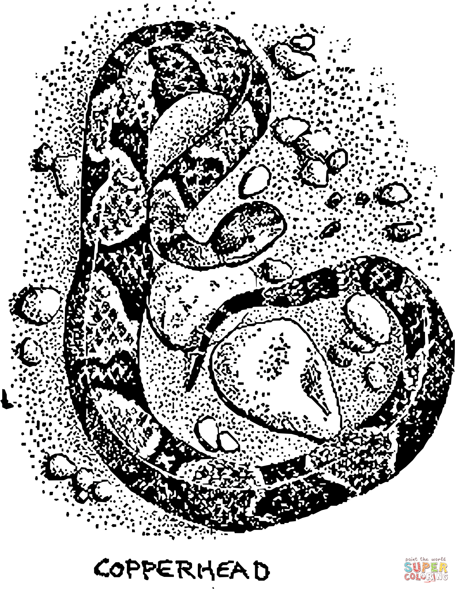 Dibujo de serpiente cabeza de cobre vintage para colorear dibujos para colorear imprimir gratis