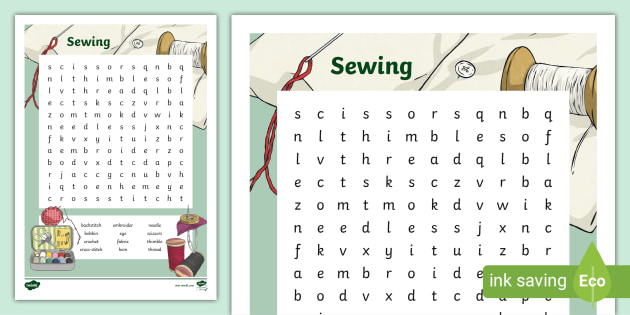 Sewing word search printable sewing resources