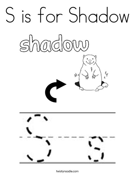 S is for shadow coloring page
