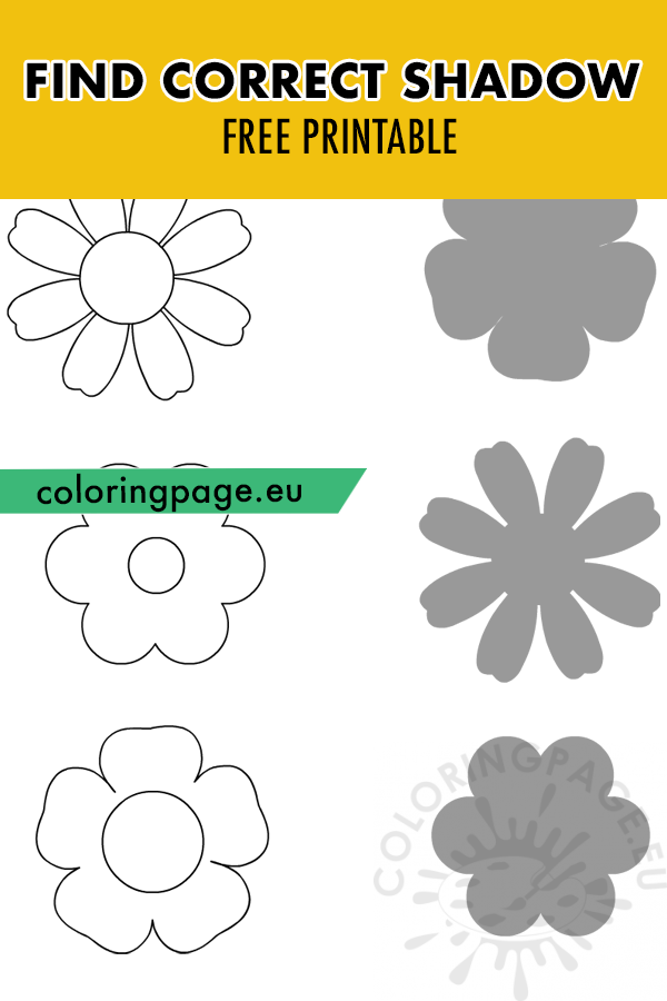 Spring shadow matching worksheet coloring page