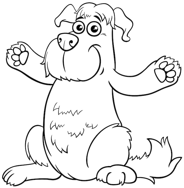 Premium vector cartoon shaggy dog animal character coloring page
