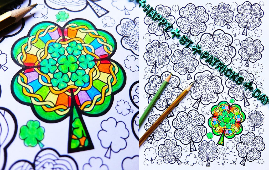 St patricks day shamrocks printable coloring page by candy