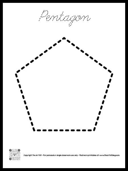 Pentagon shape coloring page dotted font â the art kit