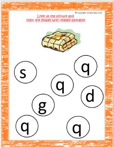 Color the shapes with correct alphabet