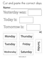 Days of the week coloring pages