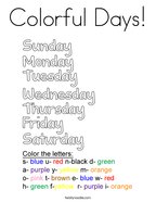 Days of the week coloring pages