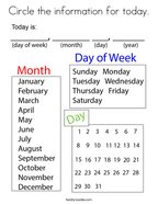 Days of the week coloring pages
