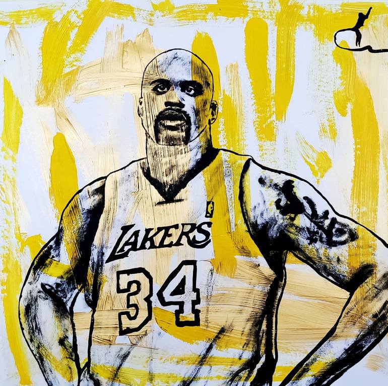 Gold shaquille oneal painting by valera hrishanin saatchi art