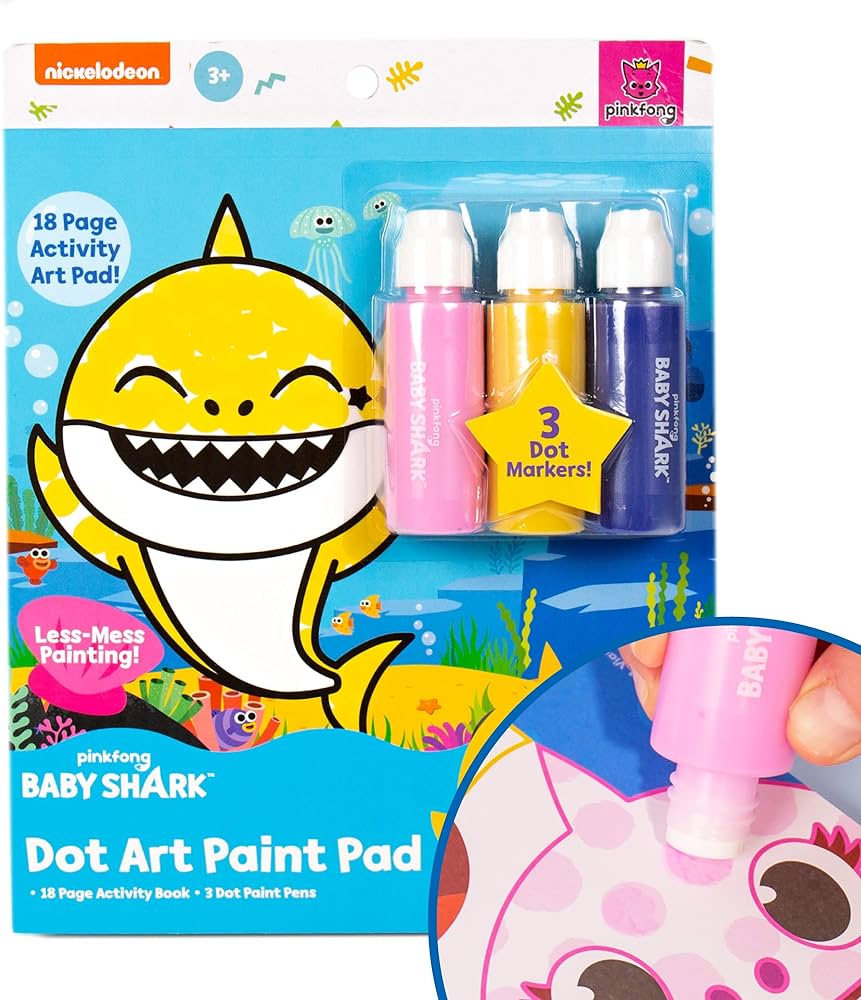 Horizon group usa baby shark dot art pad paint and decorate a baby shark coloring book with pages includes dot markers for less