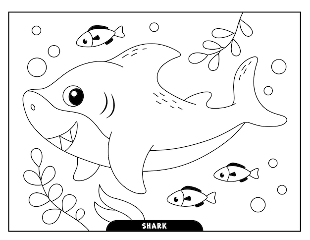 Premium vector shark coloring pages for kids