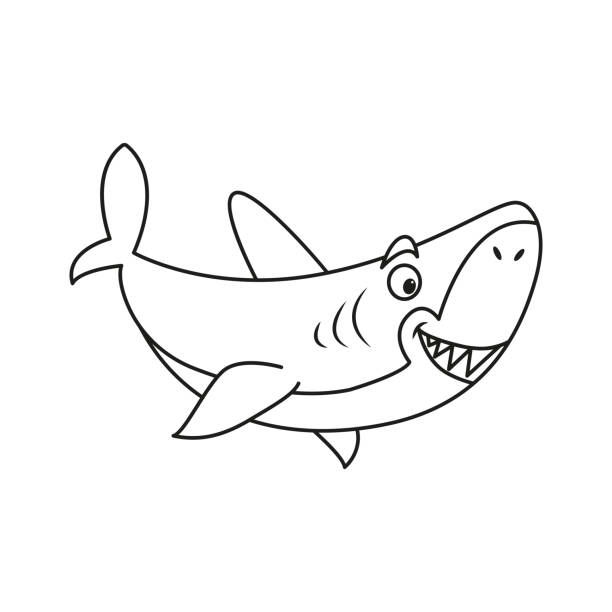Clip art of a black and white shark stock illustrations royalty