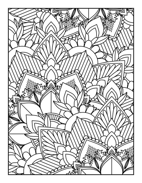 Premium vector floral coloring floral coloring book floral coloring book for adults coloring pages books