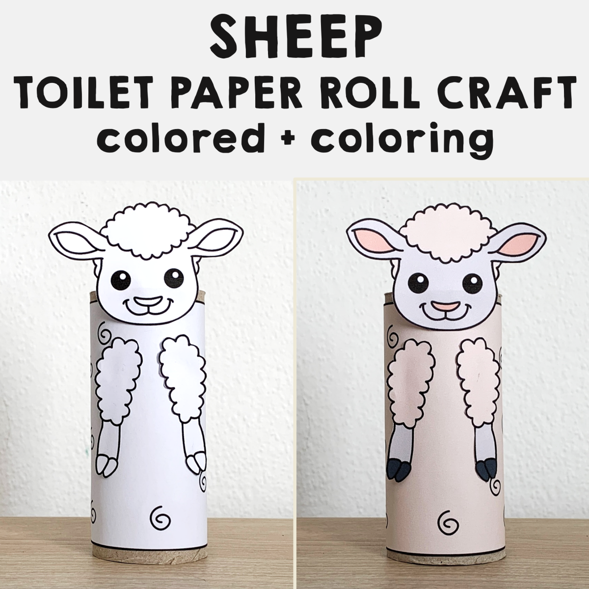 Sheep toilet paper roll craft printable farm animal coloring activity kids made by teachers