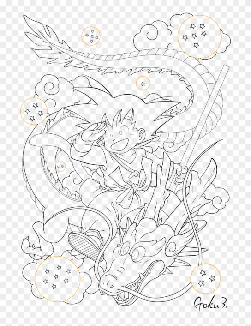 Dragon ball shenron coloring with sangoku and shenron
