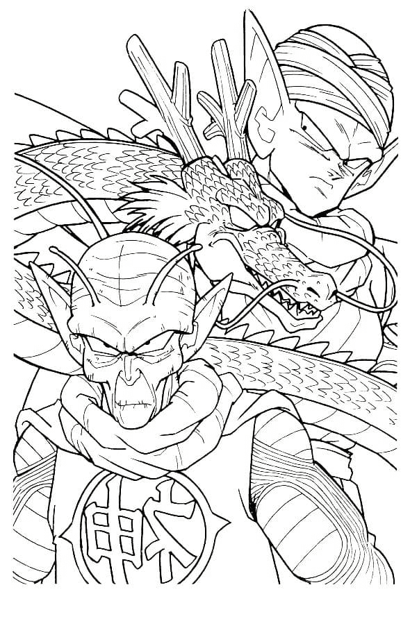 Piccolo shenron and kami sama coloring page