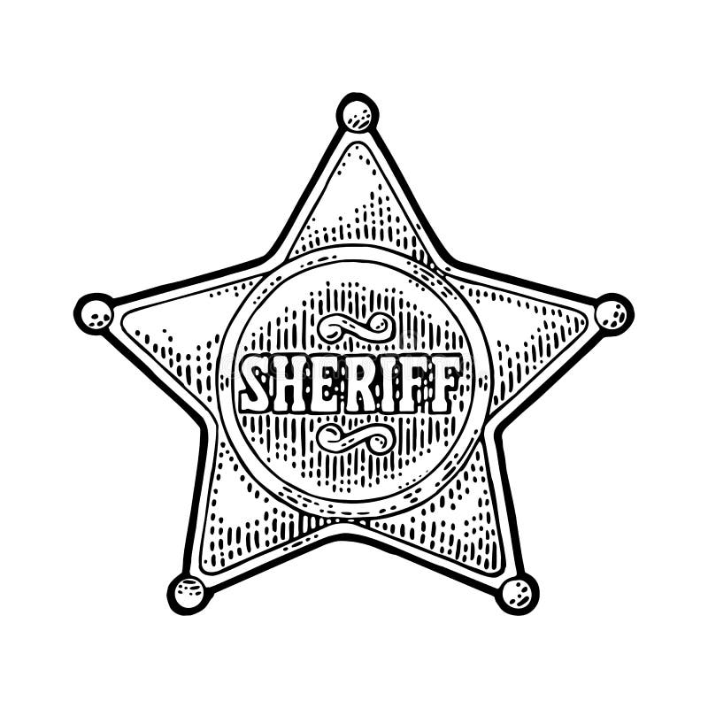 Sheriff star vintage black vector engraving illustration stock vector