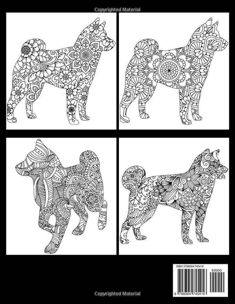 Shiba inu coloring book fun and creative shiba inu coloring pages for adults with variety of styles including patterns and mandalas for relieving stress figueroa sheila books