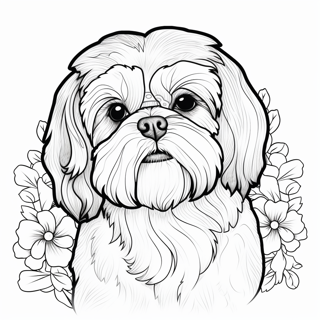 Shih tzu coloring pages for children coloring pages