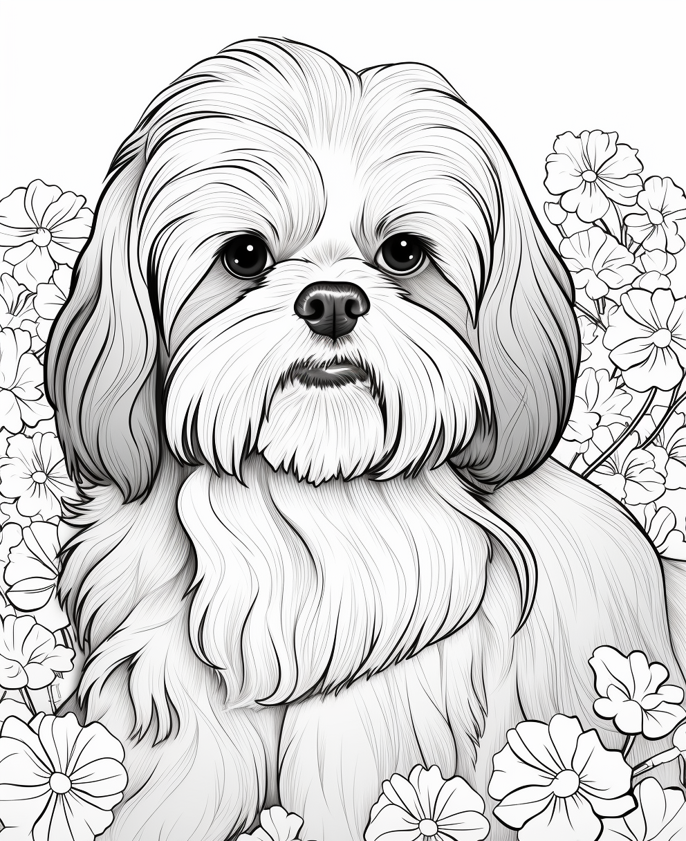 Shih tzu coloring pages for children coloring pages