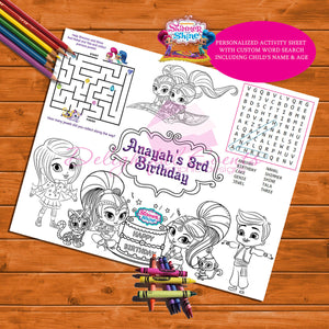 Activity coloring sheets personalized