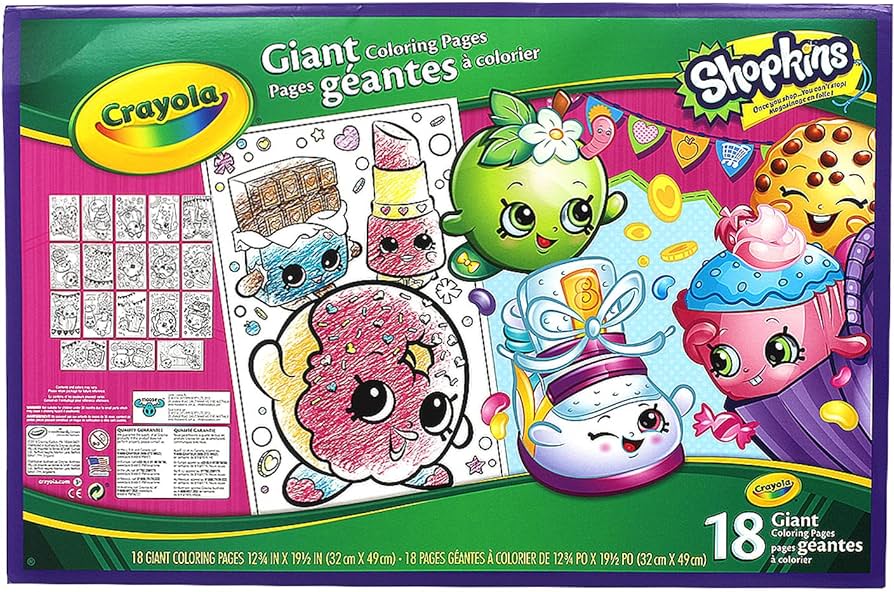 Crayola shopkins louring giant drawing book activity art sticker crayon marker toys games