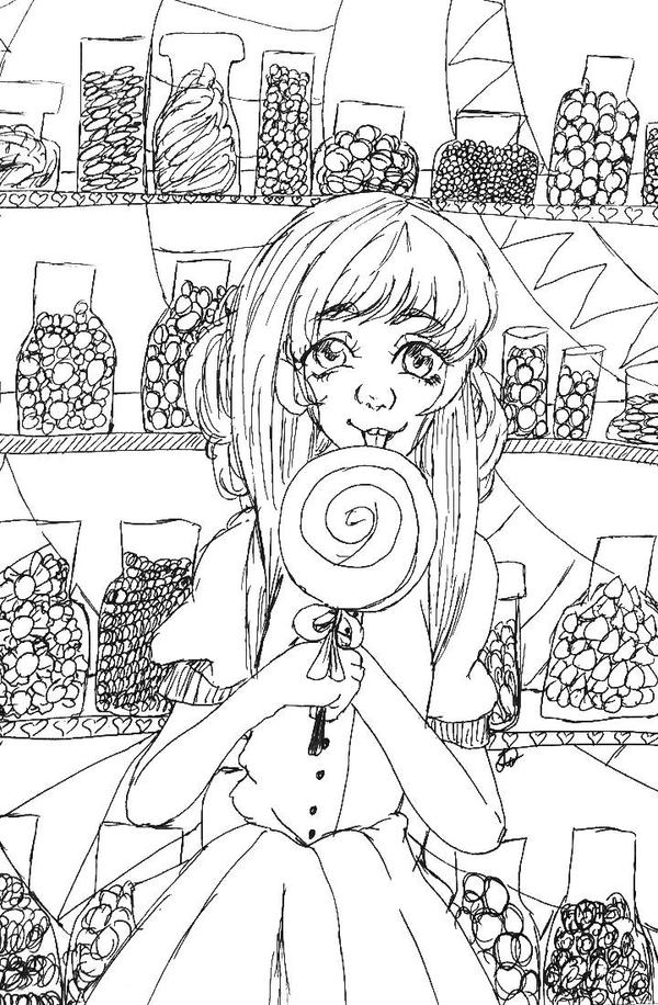 Candy shop coloring page by crayolanime on