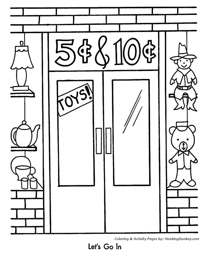 Christmas shopping coloring pages