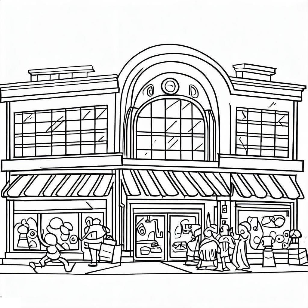 Big shopping mall coloring page