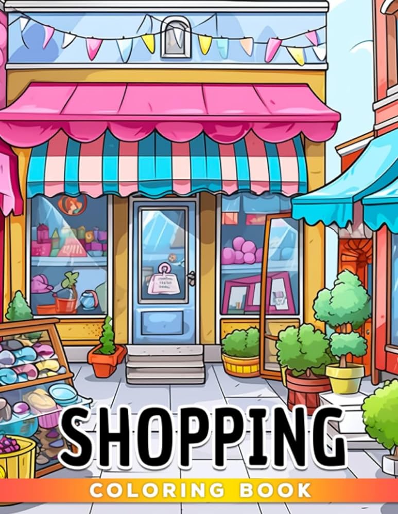 Shopping coloring book shopping mall coloring pages for all ages gift idea for shopaholic have fun with your bestie byrd suzanne kitap