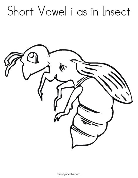 Short vowel i as in insect coloring page
