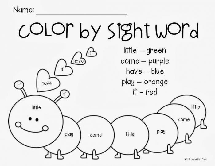 Color by sight word worksheets