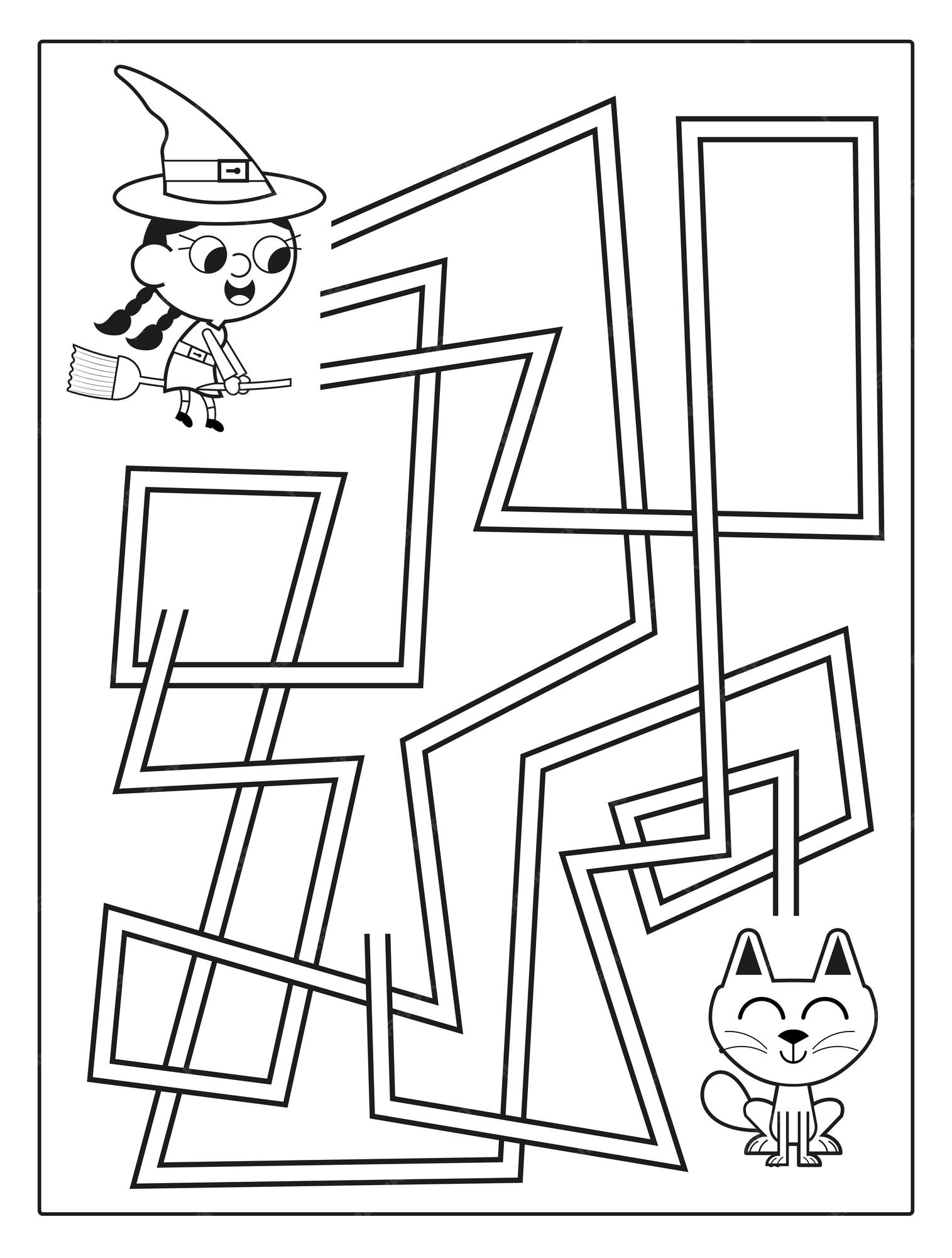 Premium vector maze puzzle for kids mixed way coloring page for kids