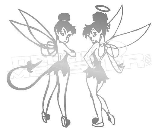 Tinkerbell angel and devil decal sticker dm