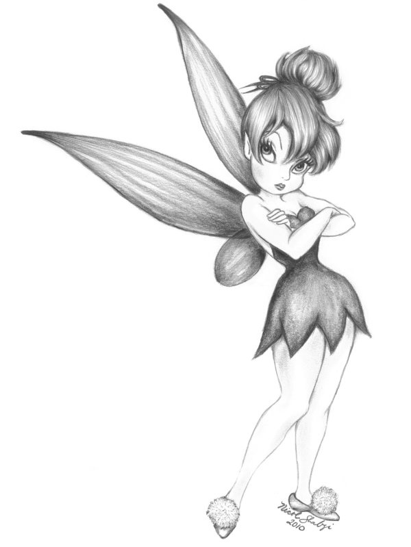 Nice grey and white tinkerbell tattoo design