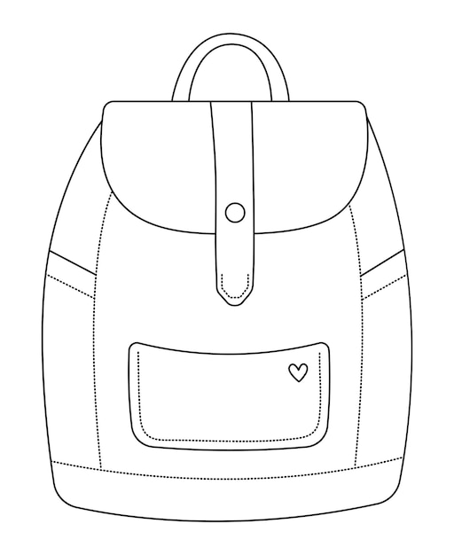 Premium vector black line backpack in minimal style cute vector illustration