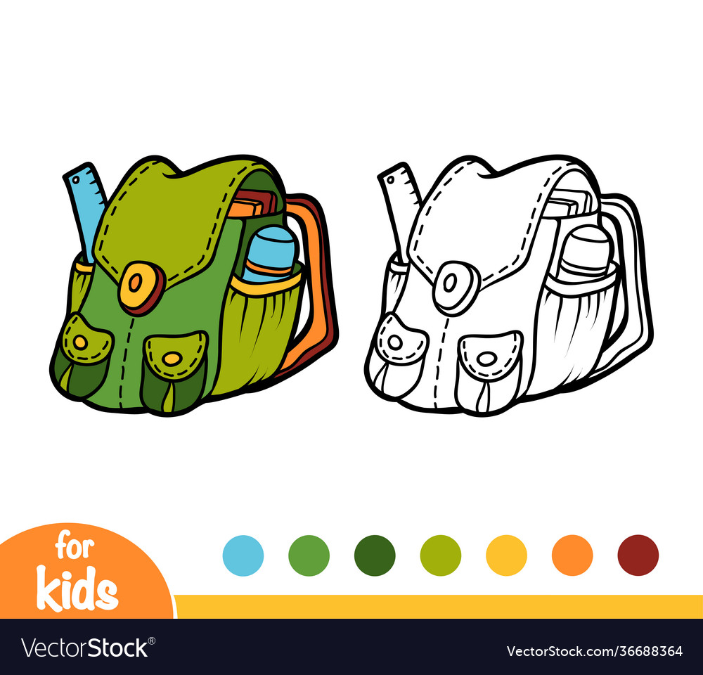 Coloring book school backpack royalty free vector image