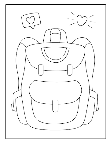 Premium vector school bag coloring pages for kids