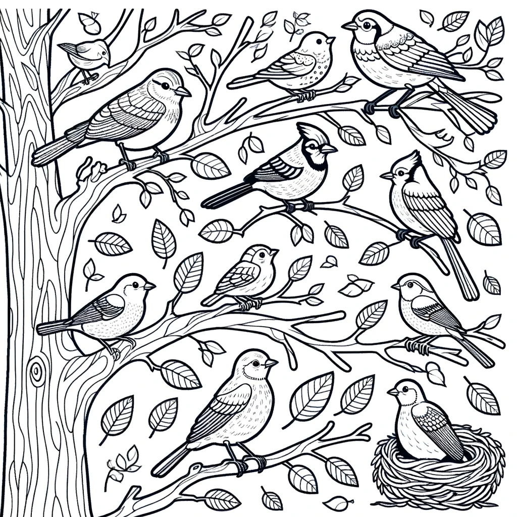 Bird coloring pages for children