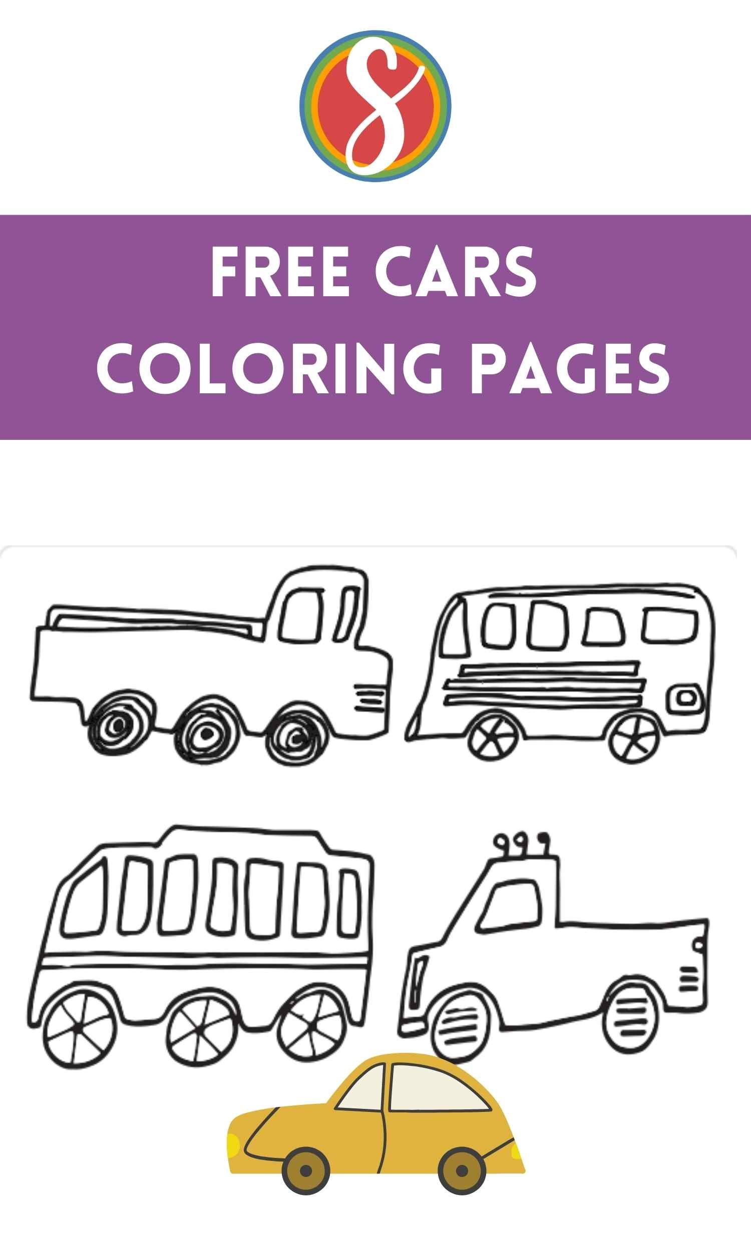 Free simple car coloring pages â stevie doodles