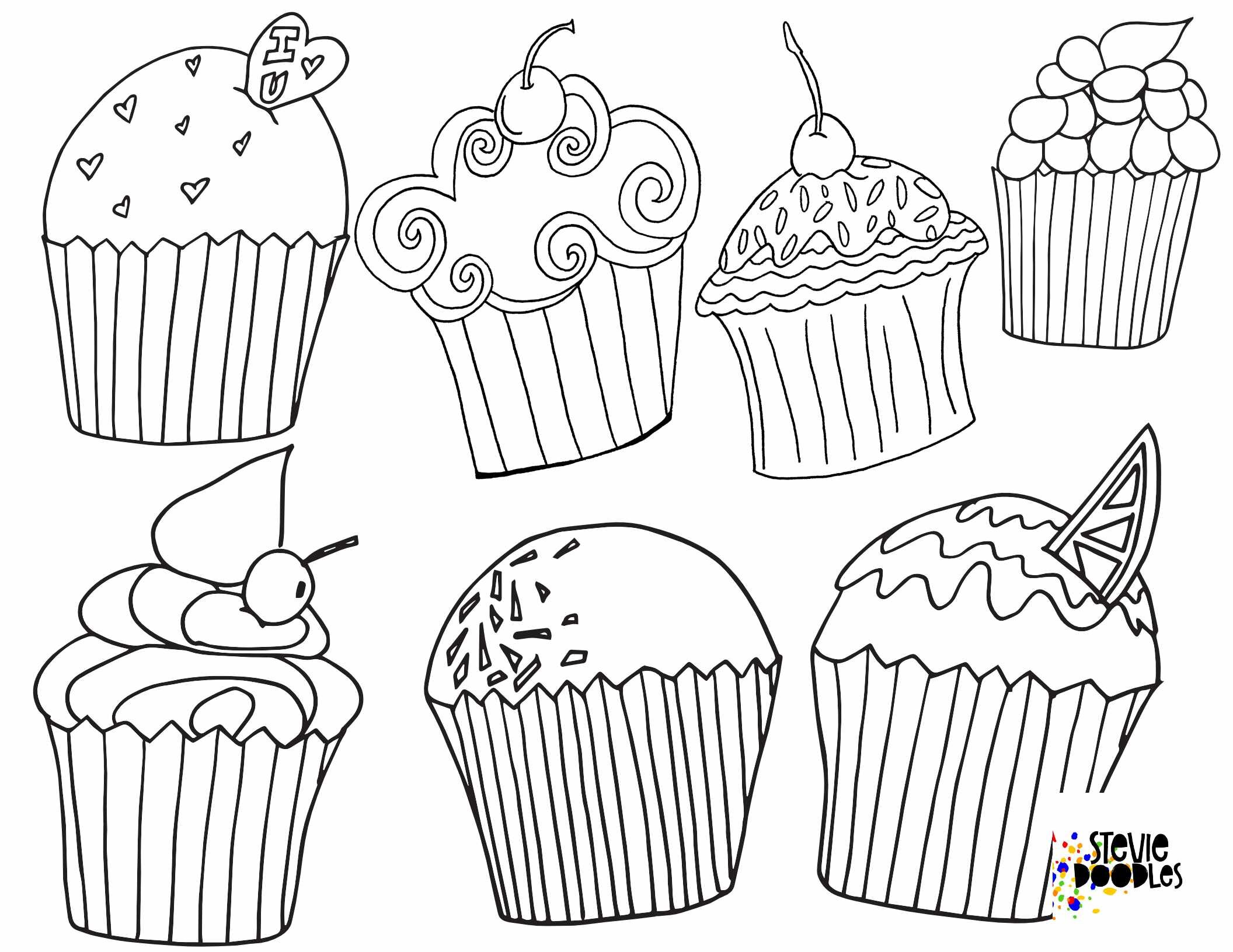 Free cupcake coloring pages â stevie doodles