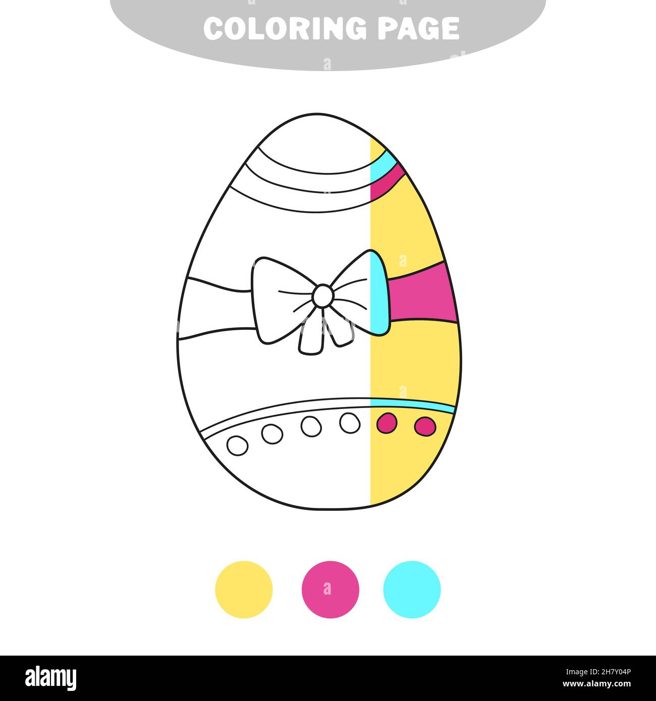 Simple coloring page decoration easter egg coloring book for kids hand drawn vector illustration half painted picture with color samples stock vector image art