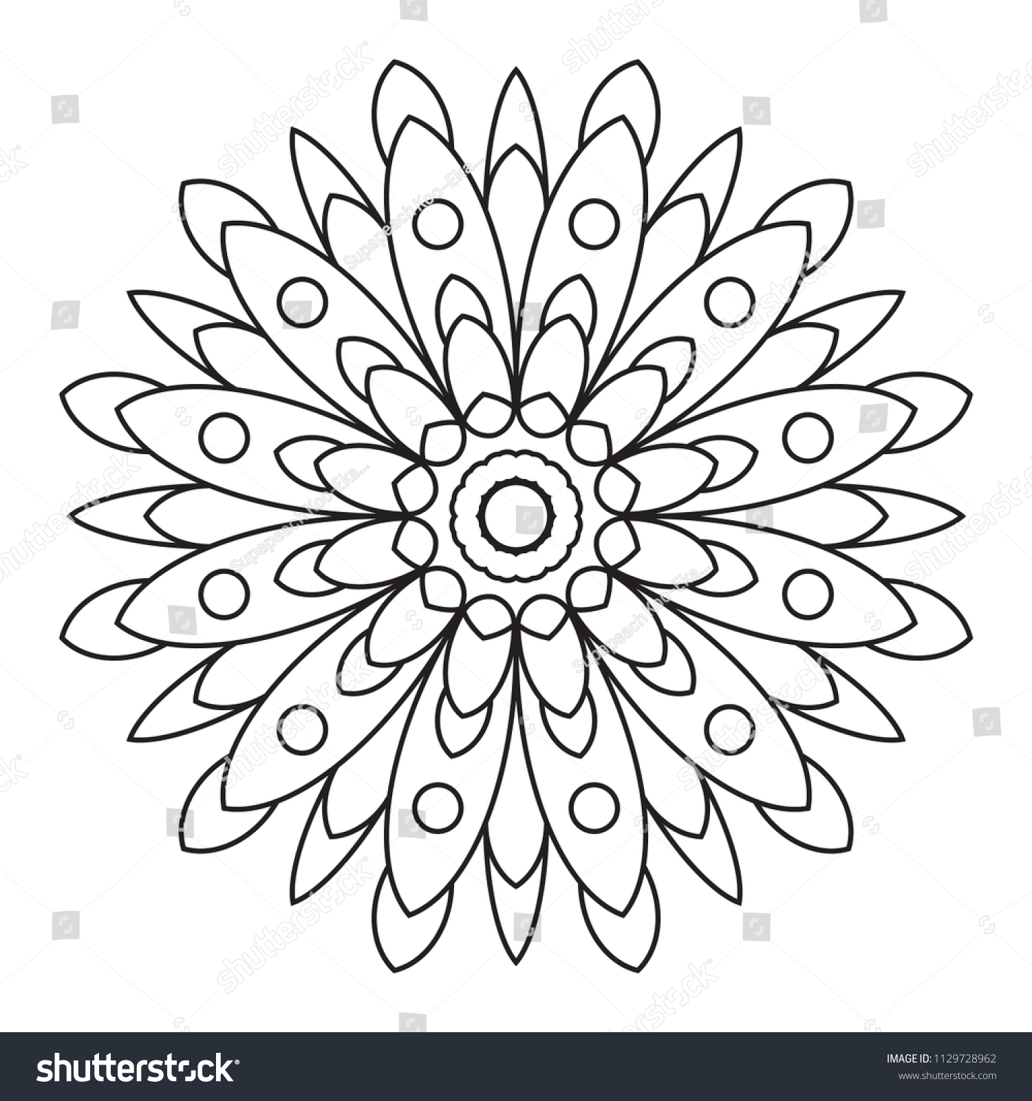 Easy mandala coloring page simple mandalas stock illustration