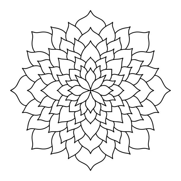 Easy mandala like flower or star for coloring book stock illustration