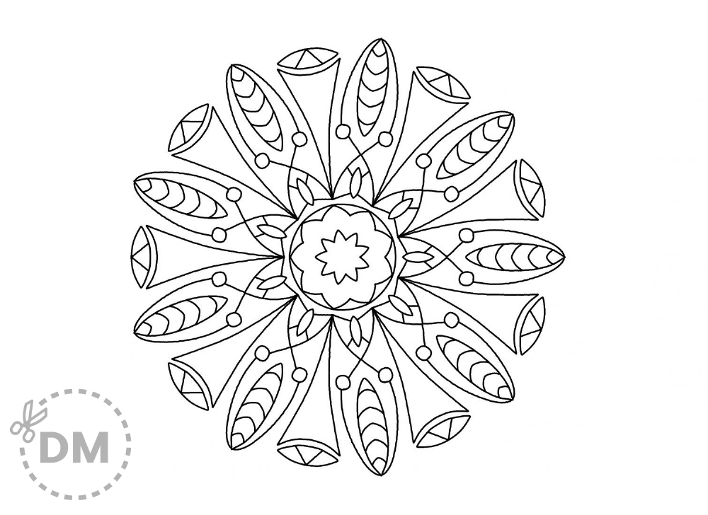 Simple mandala coloring page for kids and adults