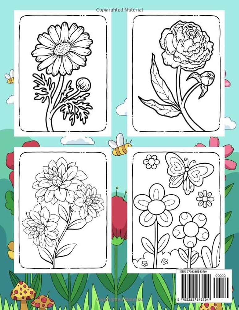 Flowers coloring book for kids very easy flowers coloring book for toddlers and young kids simple floral coloring pages for beginners children and preschoolers ben books hafida books