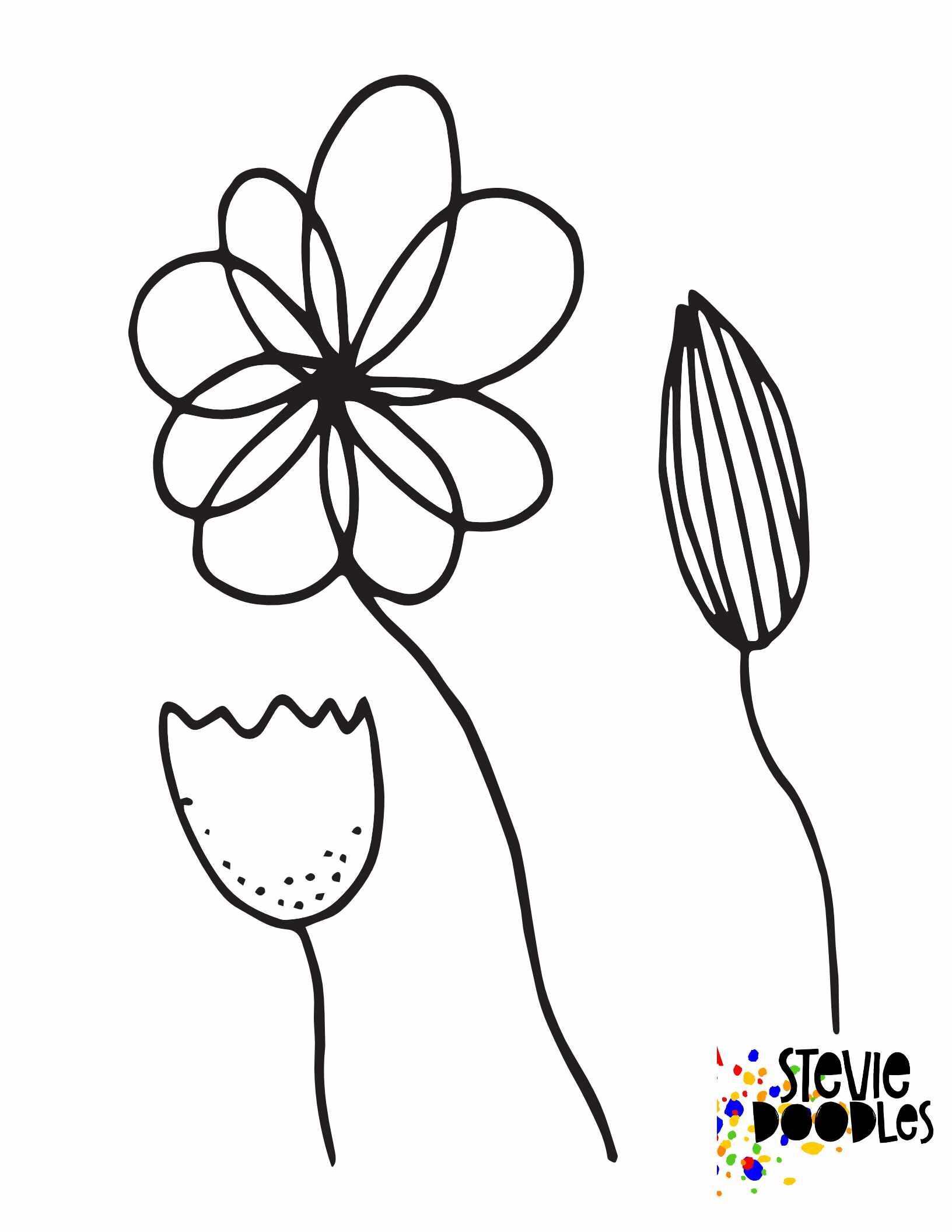 Free flower coloring pages â stevie doodles