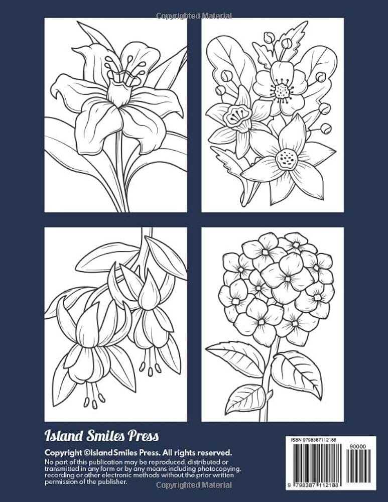 Simple large print coloring book for adults with relaxing flowers easy big and beautiful flower designs for adults seniors and beginners large print flower coloring series press islandsmiles books